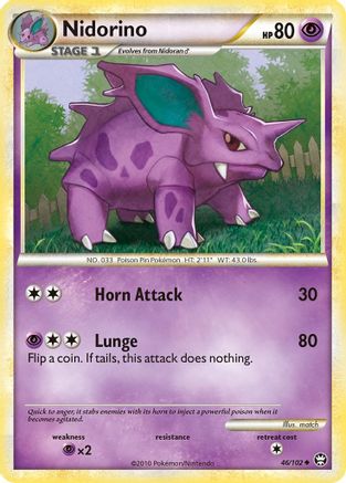 Nidorino (46/102) Reverse Holofoil [HGSS: Triumphant] Pokemon Single Pokémon