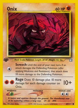 Onix (69/111) 1st Edition [Vintage: Neo Genesis] Pokemon Single Pokémon