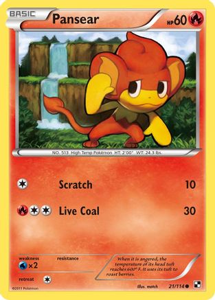 Pansear (/114) Reverse Holofoil [BW: Base Set] Pokemon Single Pokémon
