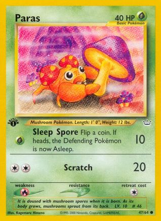 Paras (47/64) 1st Edition [Vintage: Neo Revelation] Pokemon Single Pokémon