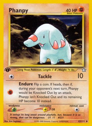 Phanpy (43/111) 1st Edition [Vintage: Neo Genesis] Pokemon Single Pokémon