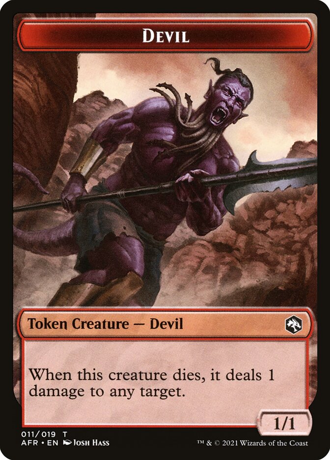 Devil // Mordenkainen Emblem Double-Sided Token [Dungeons & Dragons: Adventures in the Forgotten Realms Tokens] MTG Single Magic: The Gathering   