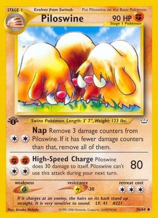 Piloswine (36/64) 1st Edition [Vintage: Neo Revelation] Pokemon Single Pokémon
