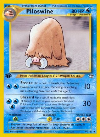 Piloswine (44/111) 1st Edition [Vintage: Neo Genesis] Pokemon Single Pokémon