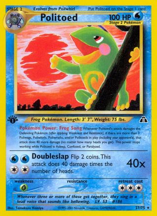 Politoed (27) (27/75) - [Vintage: Neo Discovery] 1st Edition Pokemon Single Pokémon