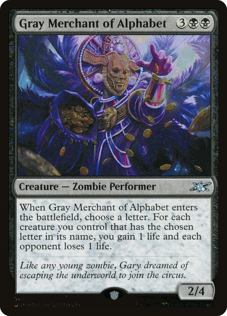 Gray Merchant of Alphabet (Galaxy Foil) (UNF-361) [Unfinity] Foil MTG Single Wizards of the Coast