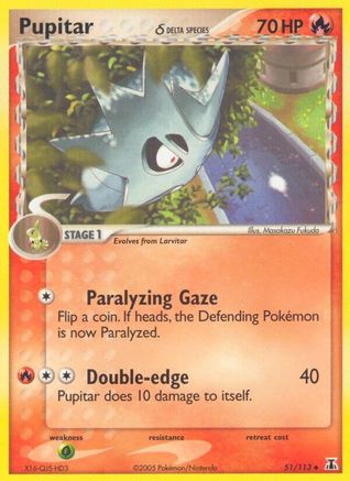 Pupitar (Delta Species) (51/113) Reverse Holofoil [EX: Delta Species] Pokemon Single Pokémon