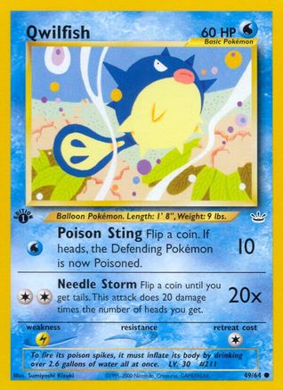 Qwilfish (49/64) 1st Edition [Vintage: Neo Revelation] Pokemon Single Pokémon