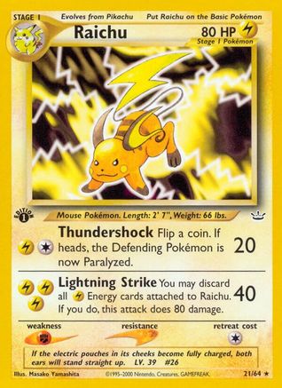 Raichu (21/64) 1st Edition [Vintage: Neo Revelation] Pokemon Single Pokémon
