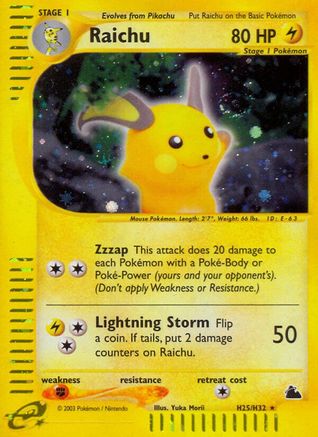 Raichu (H25) (/144) Holofoil [Vintage: Skyridge] Pokemon Single Pokémon