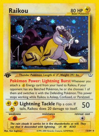 Raikou (13) (/64) 1st Edition Holofoil [Vintage: Neo Revelation] Pokemon Single Pokémon