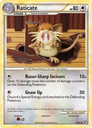 Raticate (34/90) Reverse Holofoil [Undaunted] Pokemon Single Pokémon