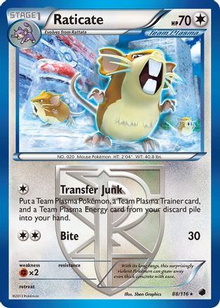 Raticate (Team Plasma) (88/116) Reverse Holofoil [BW: Plasma Freeze] Pokemon Single Pokémon