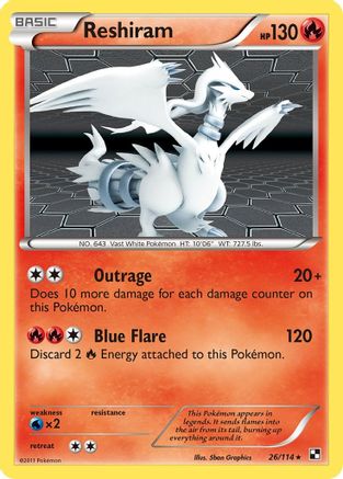 Reshiram (26/114) Reverse Holofoil [BW: Base Set] Pokemon Single Pokémon