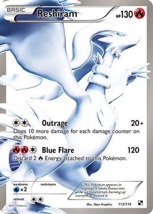Reshiram (113 Full Art) (113/114) Holofoil [BW: Base Set] Pokemon Single Pokémon