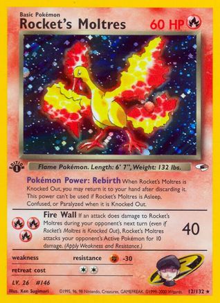Rocket's Moltres (12/132) 1st Edition Holofoil [Vintage: Gym Heroes] Pokemon Single Pokémon