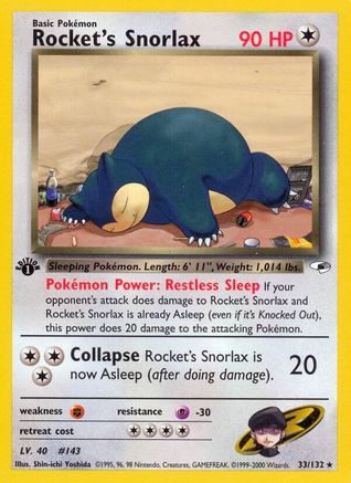 Rocket's Snorlax (33/132) 1st Edition [Gym Heroes] Pokemon Single Pokémon
