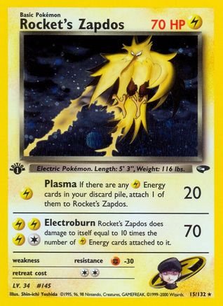 Rocket's Zapdos 015/132 1st Edition Holofoil [Vintage: Gym Challenge] Pokemon Single Pokémon