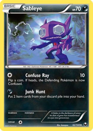 Sableye (62/108) Reverse Holofoil [BW: Dark Explorers] Pokemon Single Pokémon