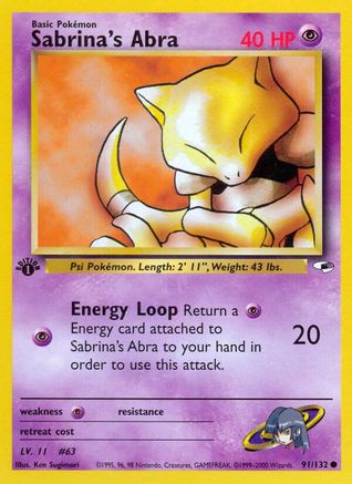 Sabrina's Abra (91/132) 1st Edition [Vintage: Gym Heroes] Pokemon Single Pokémon