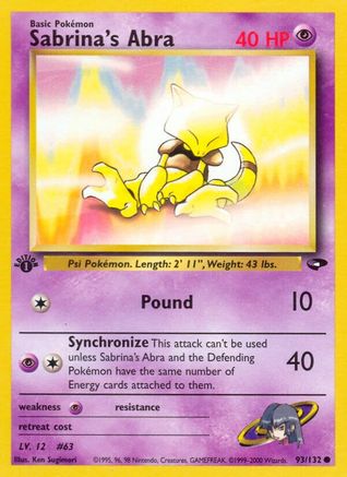 Sabrina's Abra (93/132) 1st Edition [Vintage: Gym Challenge] Pokemon Single Pokémon