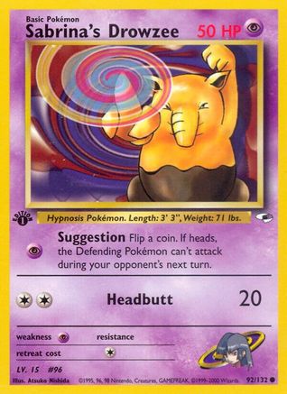 Sabrina's Drowzee (92/132) 1st Edition [Vintage: Gym Heroes] Pokemon Single Pokémon