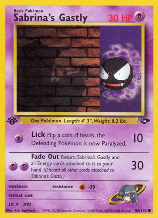 Sabrina's Gastly (96/132) 1st Edition [Vintage: Gym Challenge] Pokemon Single Pokémon