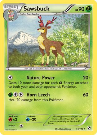 Sawsbuck (14/114) Reverse Holofoil [BW: Base Set] Pokemon Single Pokémon