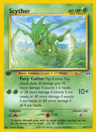 Scyther (46/75) 1st Edition [Vintage: Neo Discovery] Pokemon Single Pokémon