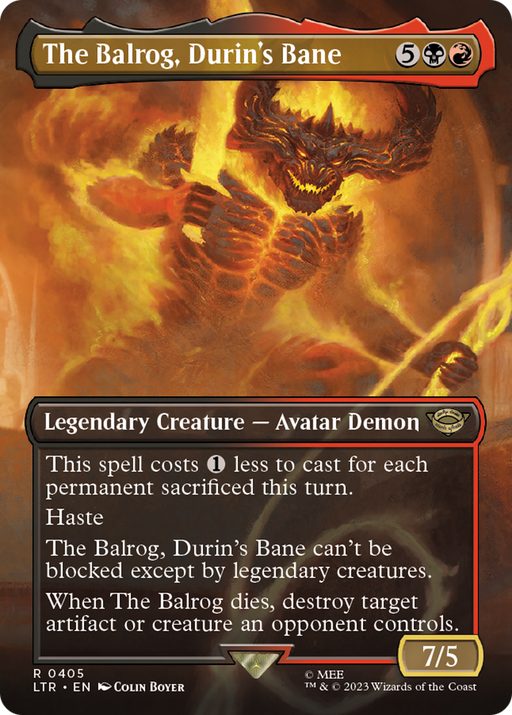 The Balrog, Durin's Bane (LTR-405) [The Lord of the Rings: Tales of Middle-earth] (Borderless) MTG Single Wizards of the Coast