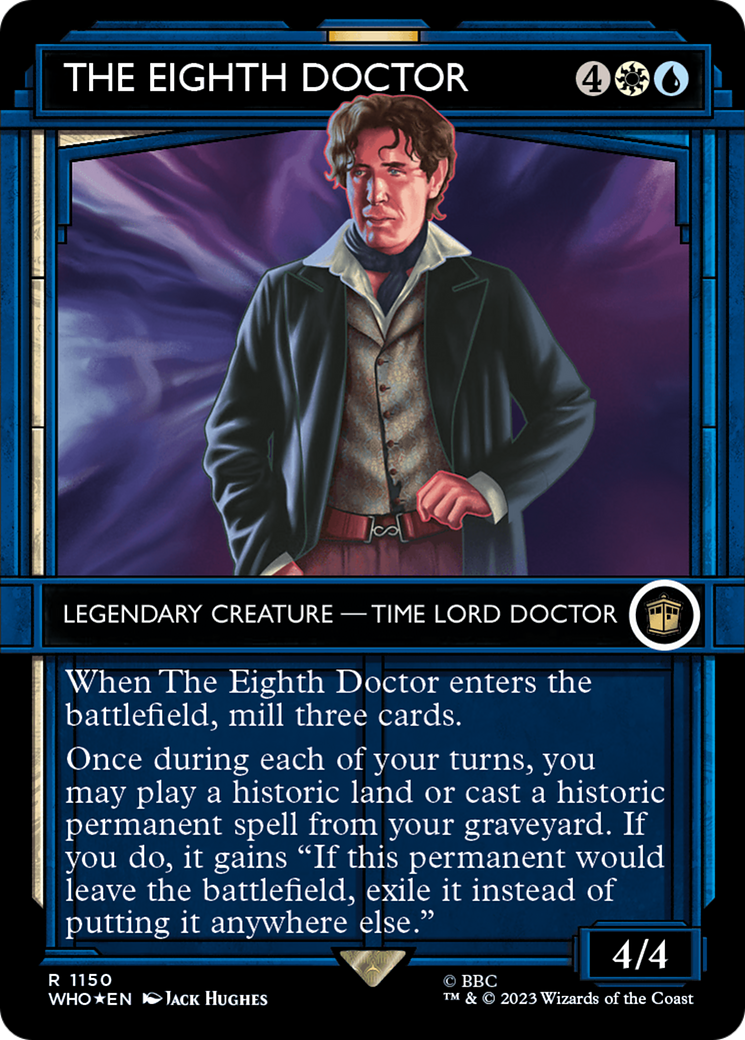 The Eighth Doctor (Surge Foil) (WHO-1150) [Doctor Who] (Showcase) (Borderless) Foil MTG Single Wizards of the Coast