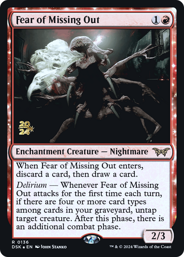 Fear of Missing Out (PRE-136) [Duskmourn: House of Horror Promos] Foil MTG Single Wizards of the Coast
