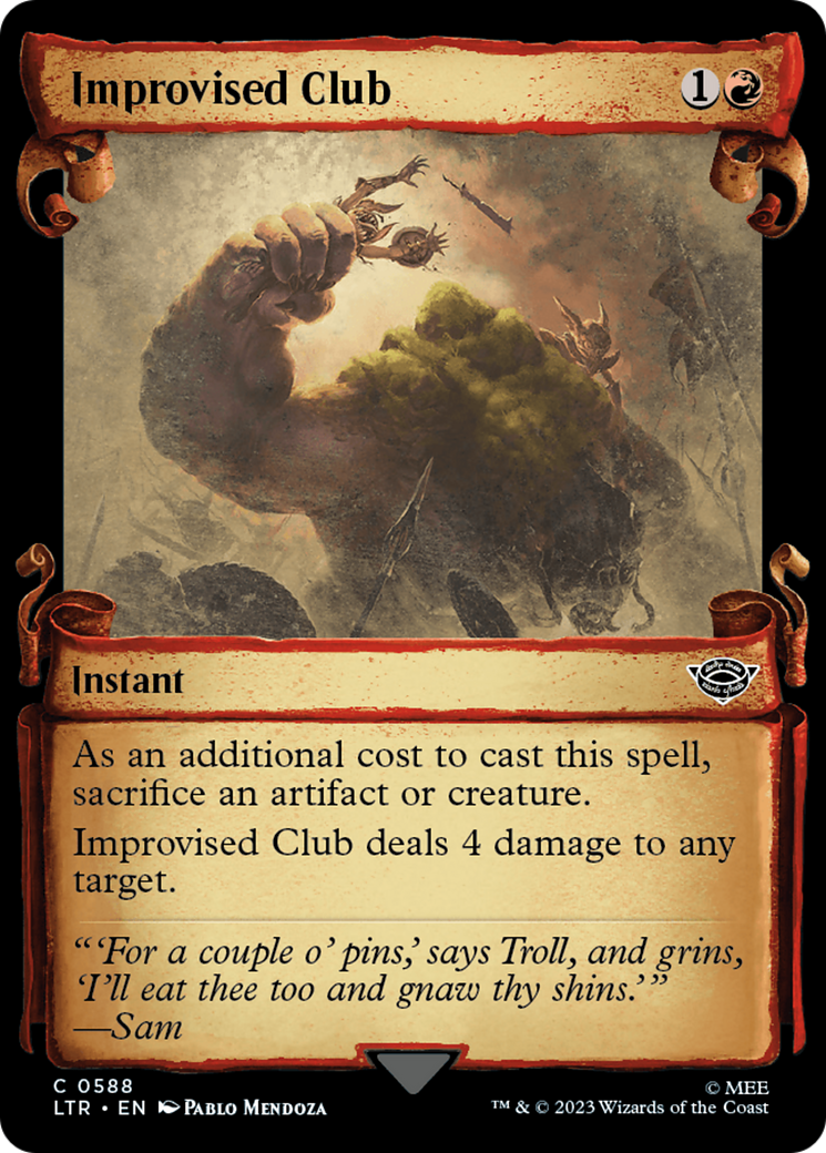 Improvised Club (Showcase Scrolls) (LTR-588) [The Lord of the Rings: Tales of Middle-earth] (Showcase) MTG Single Wizards of the Coast