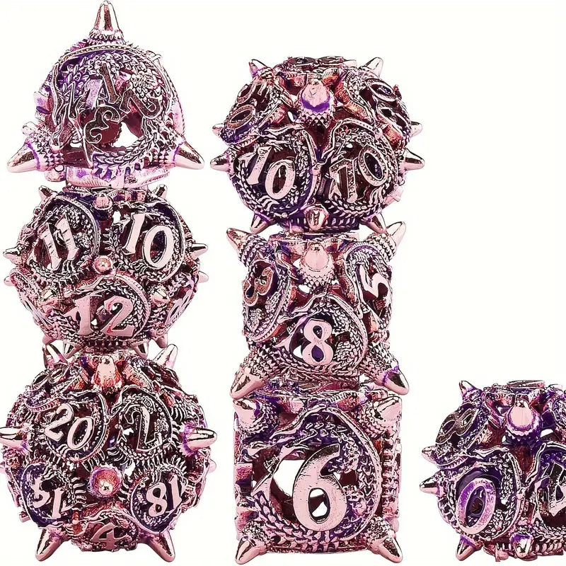 Seriously Good Dice: Hollow Metal 7 Die Set: Dark Quarts Dragon Morningstar Dice & Gaming Accessories Taps Imports