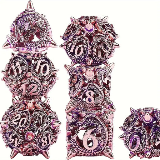 Seriously Good Dice: Hollow Metal 7 Die Set: Dark Quarts Dragon Morningstar Dice & Gaming Accessories Taps Imports