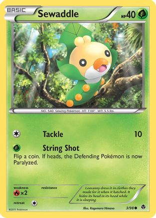 Sewaddle (3) (/98) Reverse Holofoil [BW: Emerging Powers] Pokemon Single Pokémon