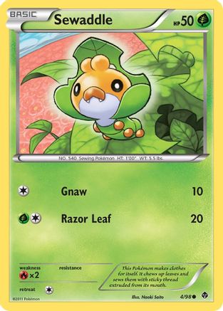 Sewaddle (4) (/98) Reverse Holofoil [BW: Emerging Powers] Pokemon Single Pokémon