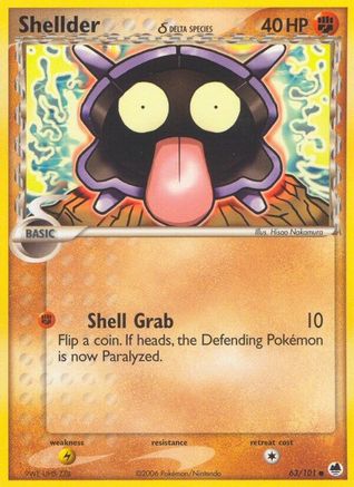 Shellder (Delta Species) (63/101) [EX: Dragon Frontiers] Pokemon Single Pokémon