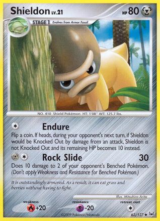 Shieldon (62/127) Reverse Holofoil [Platinum: Base set] Pokemon Single Pokémon