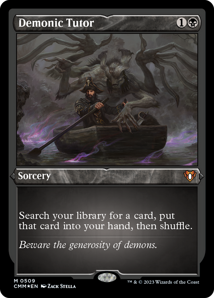 Demonic Tutor (CMM-509) [Commander Masters] Etched Foil MTG Single Wizards of the Coast