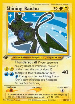 Shining Raichu (/105) 1st Edition Holofoil [Vintage: Neo Destiny] Pokemon Single Pokémon