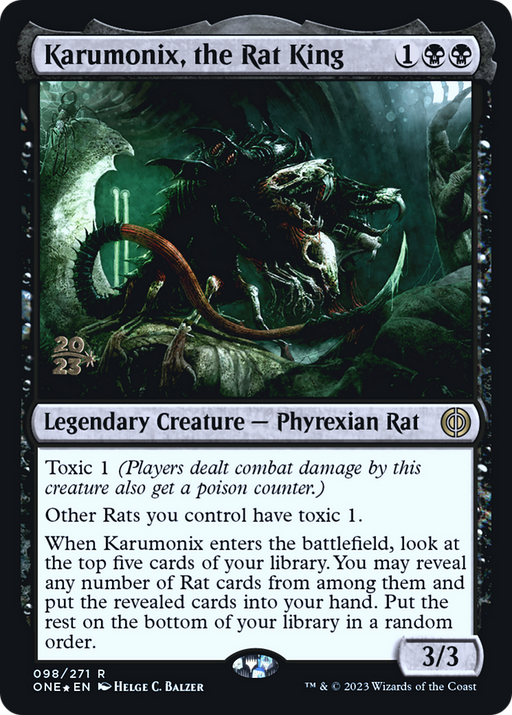 Karumonix, the Rat King (PRE-098) [Phyrexia: All Will Be One Promos] Foil MTG Single Wizards of the Coast