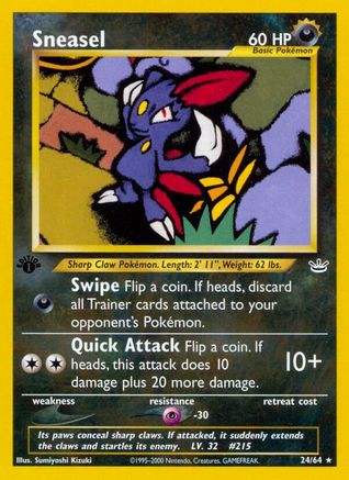 Sneasel (24/64) 1st Edition [Vintage: Neo Revelation] Pokemon Single Pokémon