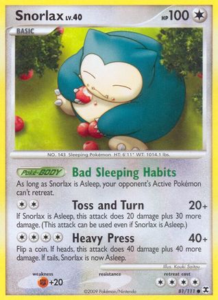Snorlax (81/111) Reverse Holofoil [Platinum: Rising Rivals] Pokemon Single Pokémon