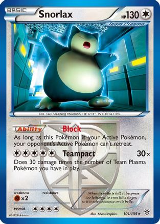 Snorlax (Team Plasma) (101/135) [BW: Plasma Storm] Pokemon Single Pokémon
