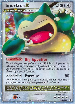Snorlax Lv.X 111/111 Holofoil [Platinum: Rising Rivals] Pokemon Single Pokémon