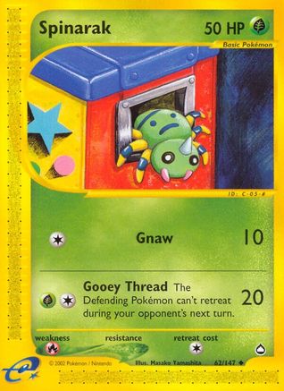 Spinarak (62) (/147) Reverse Holofoil [Vintage: Aquapolis] Pokemon Single Pokémon