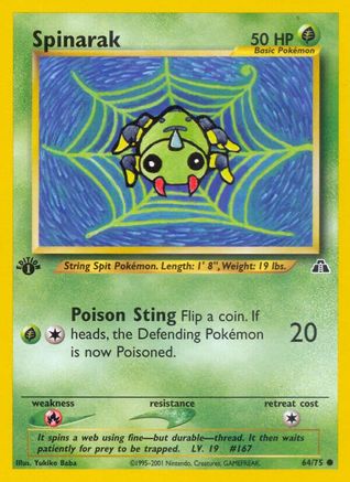 Spinarak (64/75) 1st Edition [Vintage: Neo Discovery] Pokemon Single Pokémon