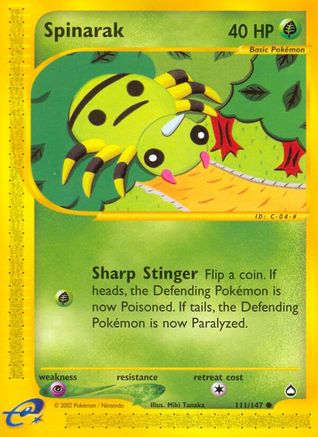 Spinarak (111/147) Reverse Holofoil [Vintage: Aquapolis] Pokemon Single Pokémon