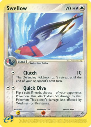 Swellow (/97) Reverse Holofoil [EX: Dragon] Pokemon Single Pokémon